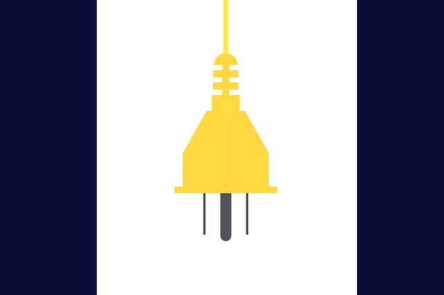 Animated graphic of a power cord plug.