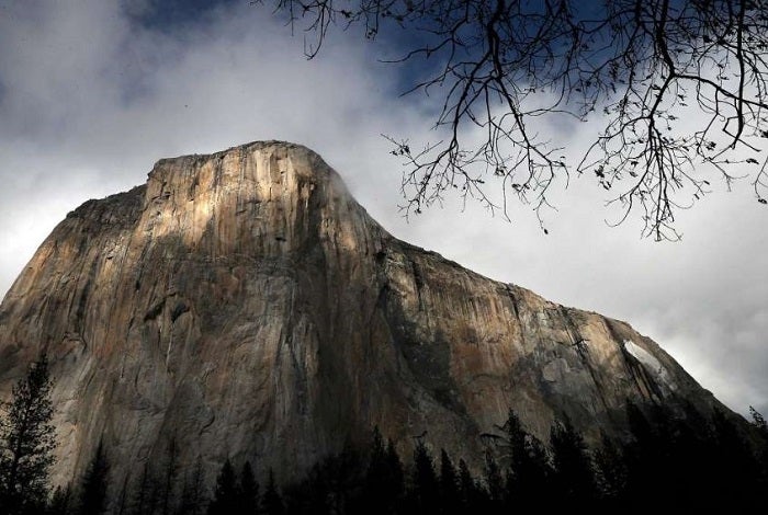 Little snow has fallen this year on the granite walls above Yosemite Valley, as seen in this recent photo of El Capitan.