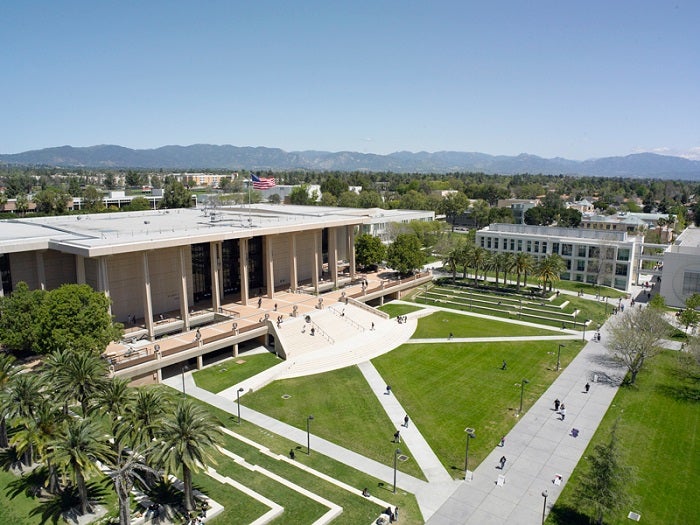 An aerial photo of a building at California State University, Northridge