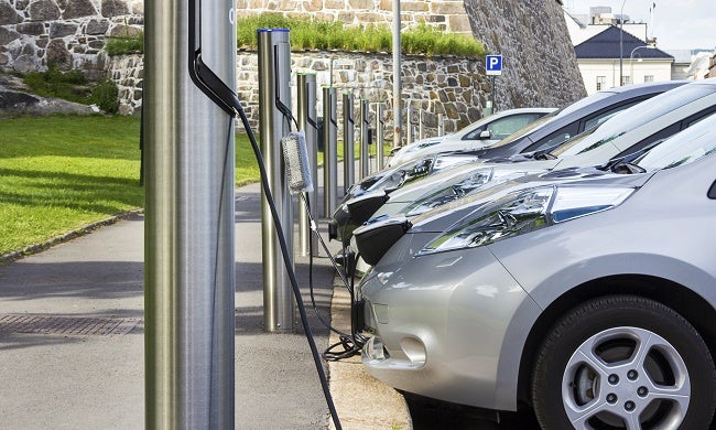 Electric cars being charged.
