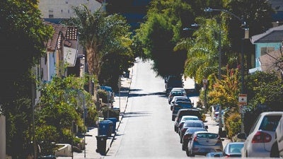 A view of a street in LA