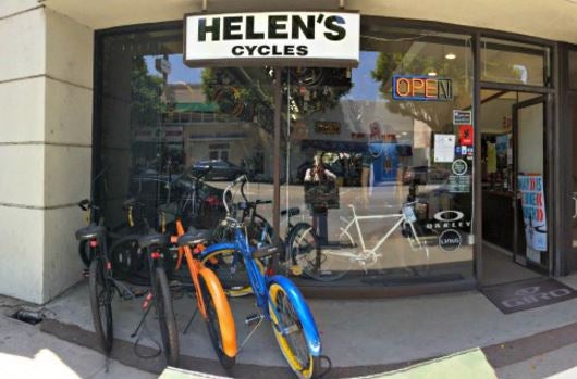 Photo of Helen's Cycles store front.