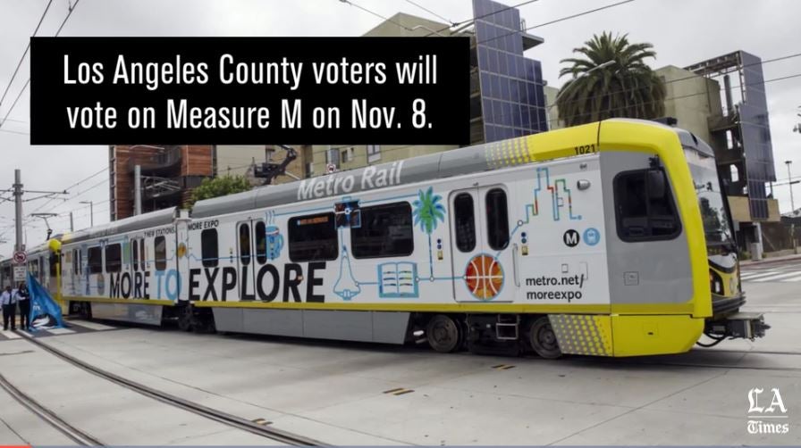 Photo of a Metro Rail in Los Angeles.