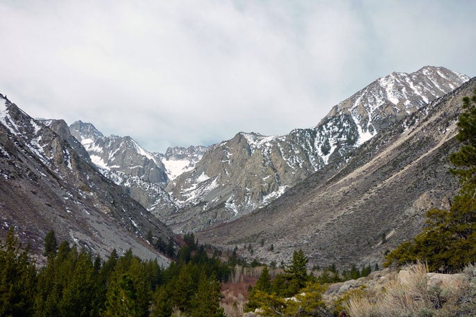 Snow on mountain tops.