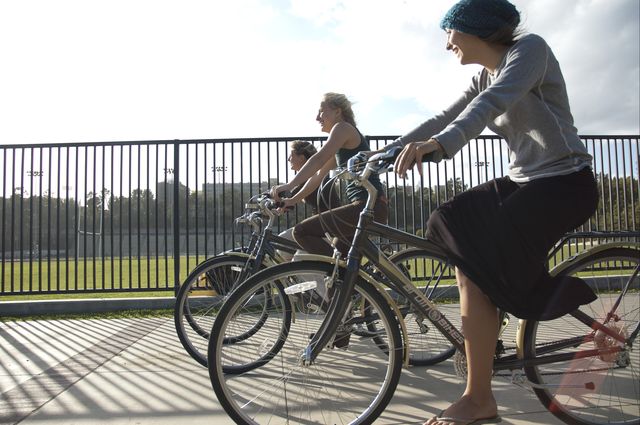 People biking.