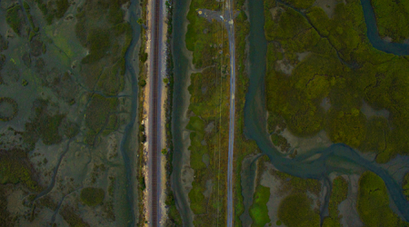 Aerial view of the Ballona Wetlands.