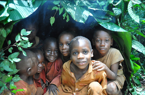 Children from the Baka tribe in Africa