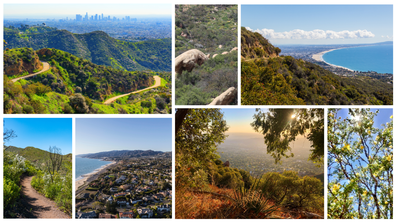 A collage of landscape images showing Southern California hillsides and mountains.