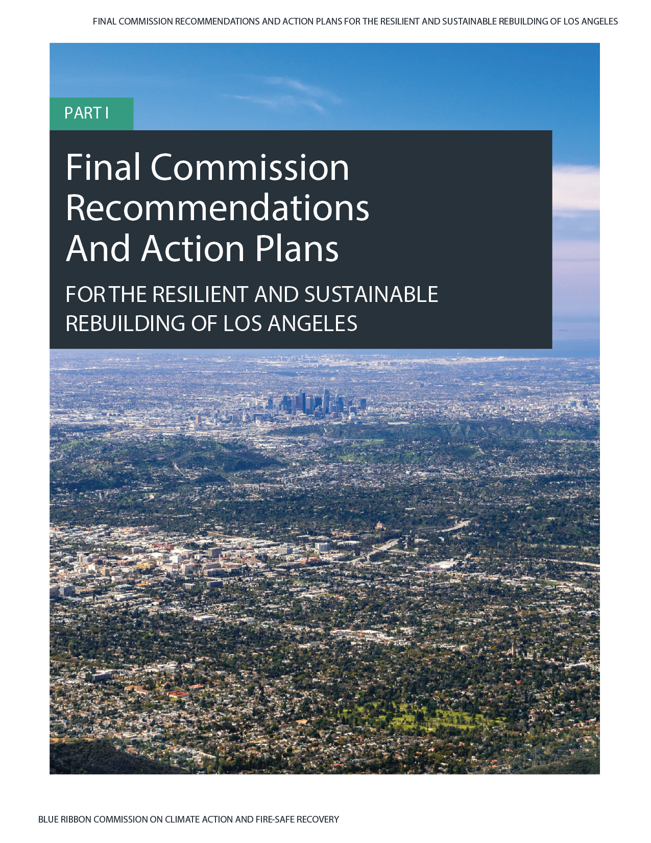 A cover of a report titled Final Commission Recommendations and Action Plan