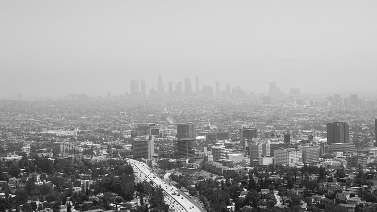 Bird's eye view of traffic and LA