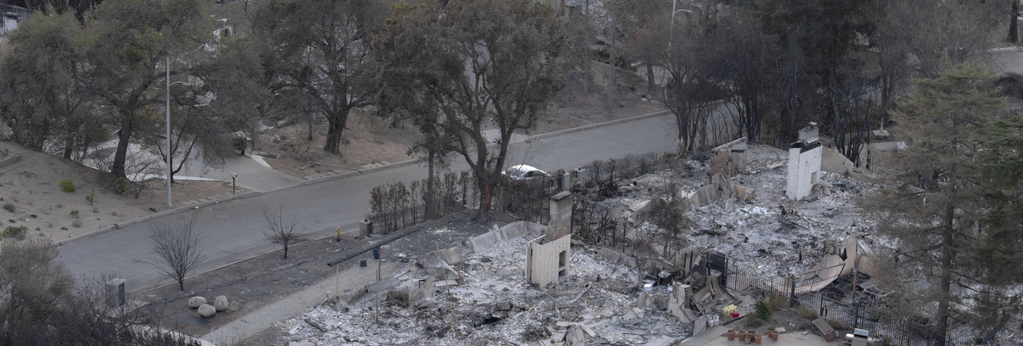 A scene of wildfire aftermath.