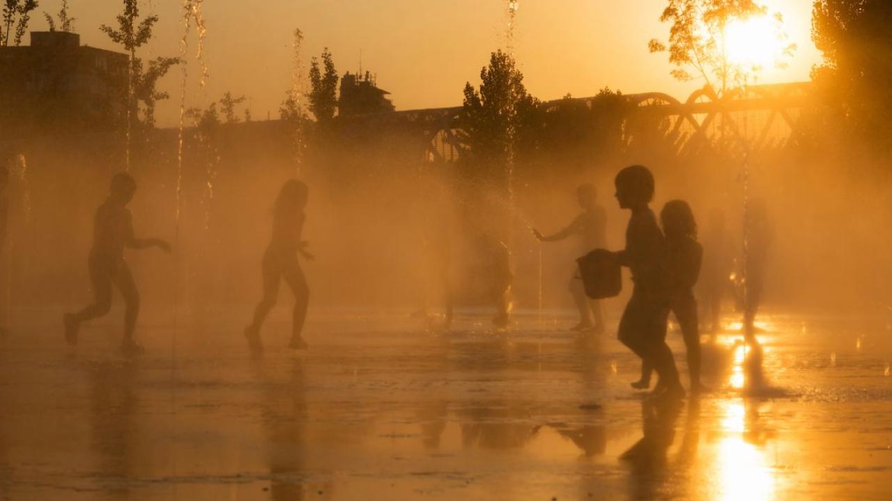 Children running in playground