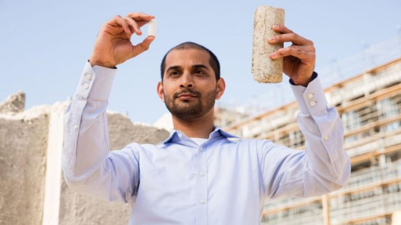 Gaurav Sant showcasing his team's invention