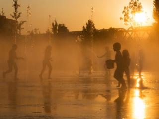 Children running in playground