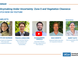 A thumbnail advertising a panel called Policy Making Under Uncertainty: Zone 0 and Vegetation Clearance